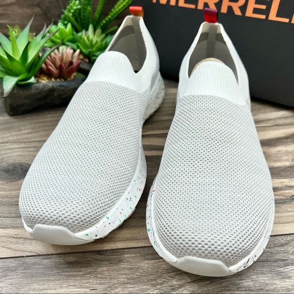 NIB Merrell Cloud Moc Knit Slip On Sneakers Shoes Confetti Pride Mens 10M 44 - Picture 3 of 12